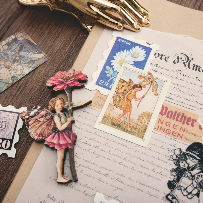 100 sztuk/pudło Vintage Mini Card Retro papierowy materiał kolaż naklejki dla scrapbookingu czasopisma pamiętnik dekoracji