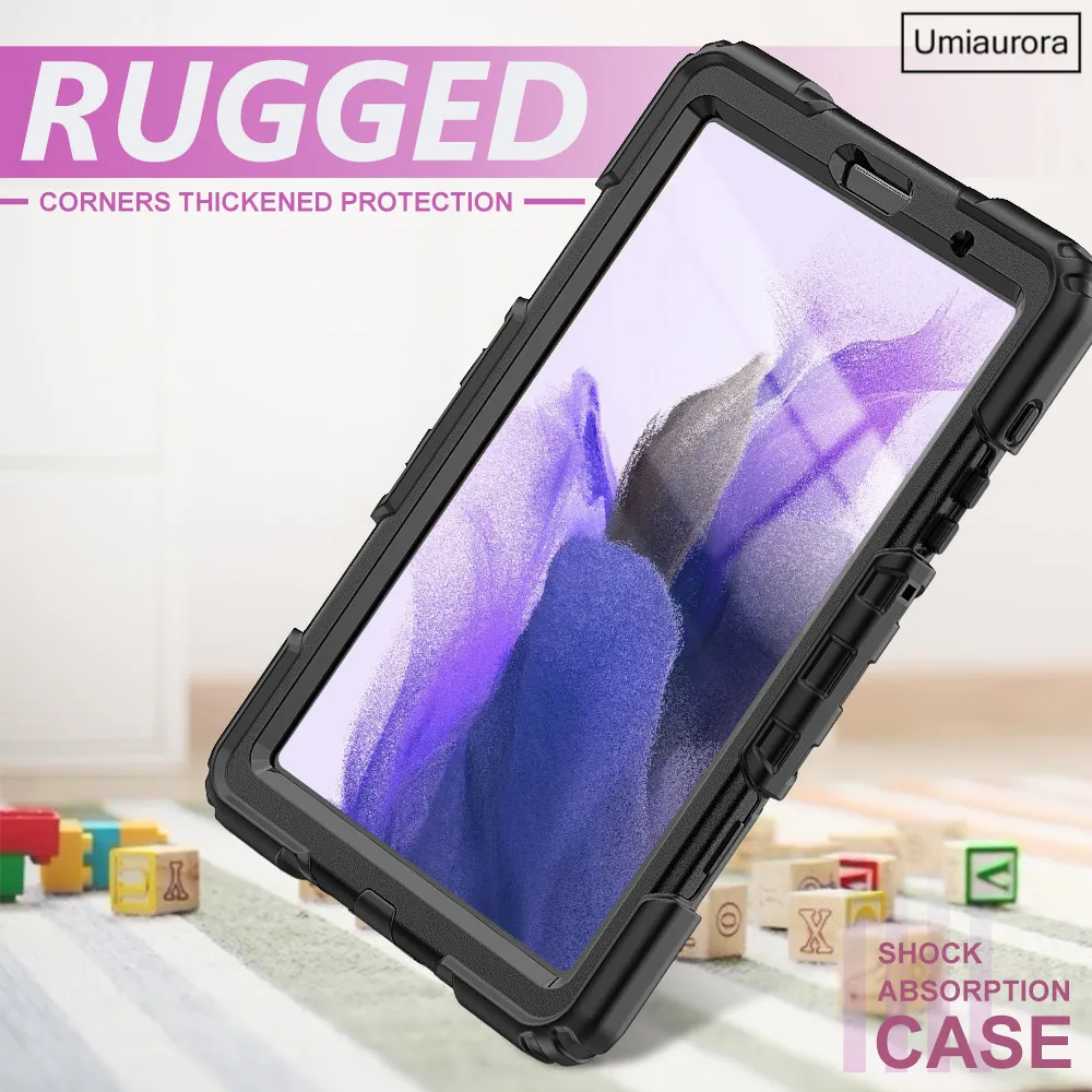 360 rotação alça de mão à prova de choque caso para samsung galaxy tab s7 fe plus 12.4 SM-T975 a7 s6 lite 10.4 SM-T505 capa protetora