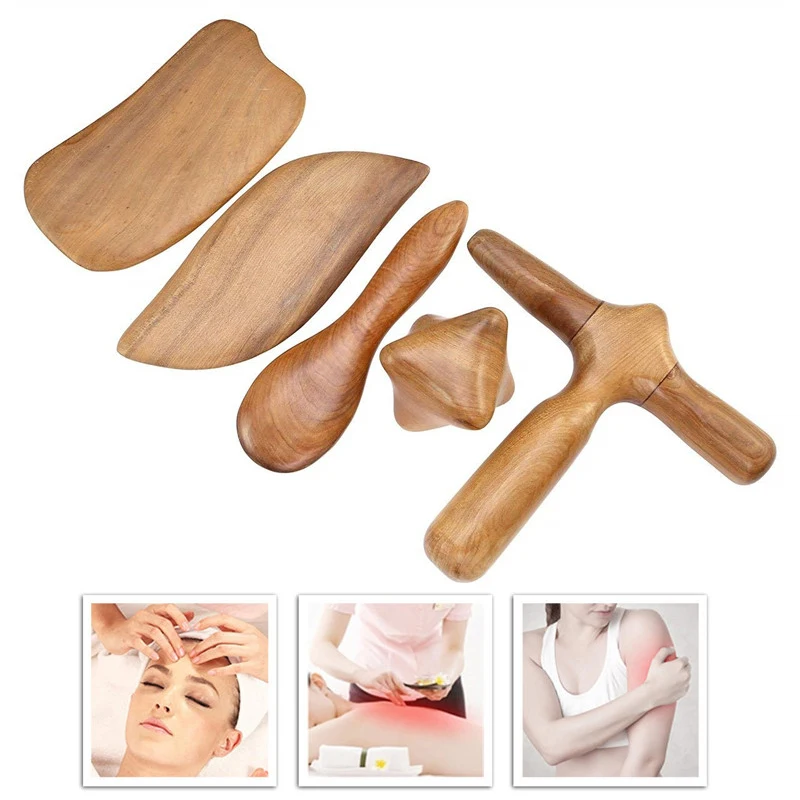 Natural Sandalwood Scraping Massage Spa Therapy Stick Point Treatment Muscle Relaxation Guasha Board Wood Wooden Massager