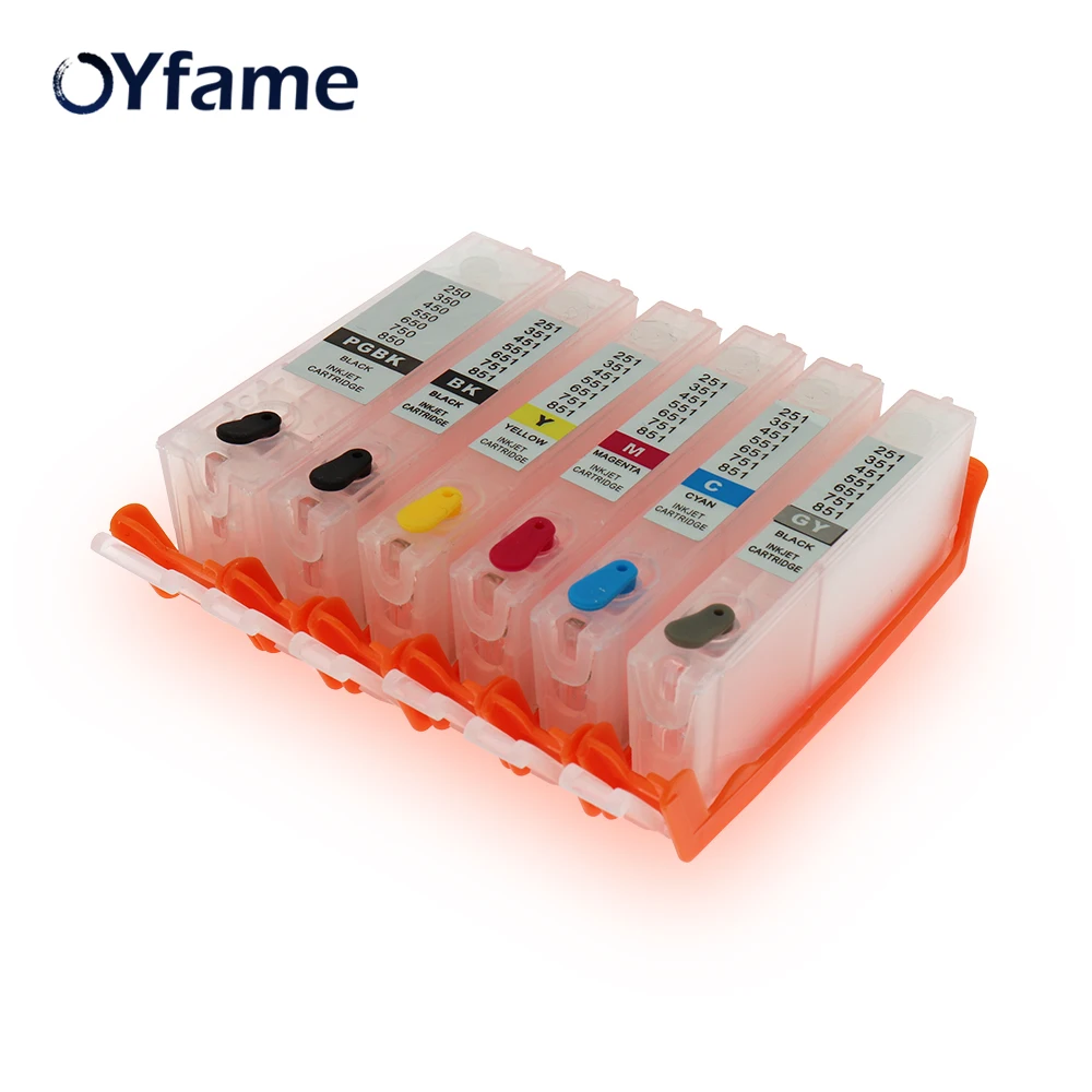 Oyfame 6 PGI-550 CLI-551 Hộp Mực Cho Máy Canon MG6350 MG7150 MG7550 IP8750 Lọ Mực Với Vòng Cung Chip