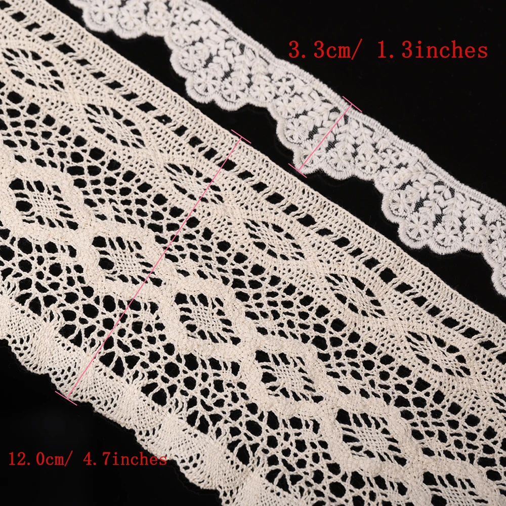 Cusack 2 Metri 12 centimetri di Avorio Lace Trim Nastro di Applique del Cotone per Abbigliamento Artigianato FAI DA TE Tessuti Per La Casa Ritagli