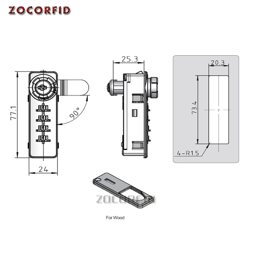 Imagem -02 - Senha de Bloqueio com Dígitos Cam Lock Combinação de Código Keyless Post Mail Box Gabinete Preto