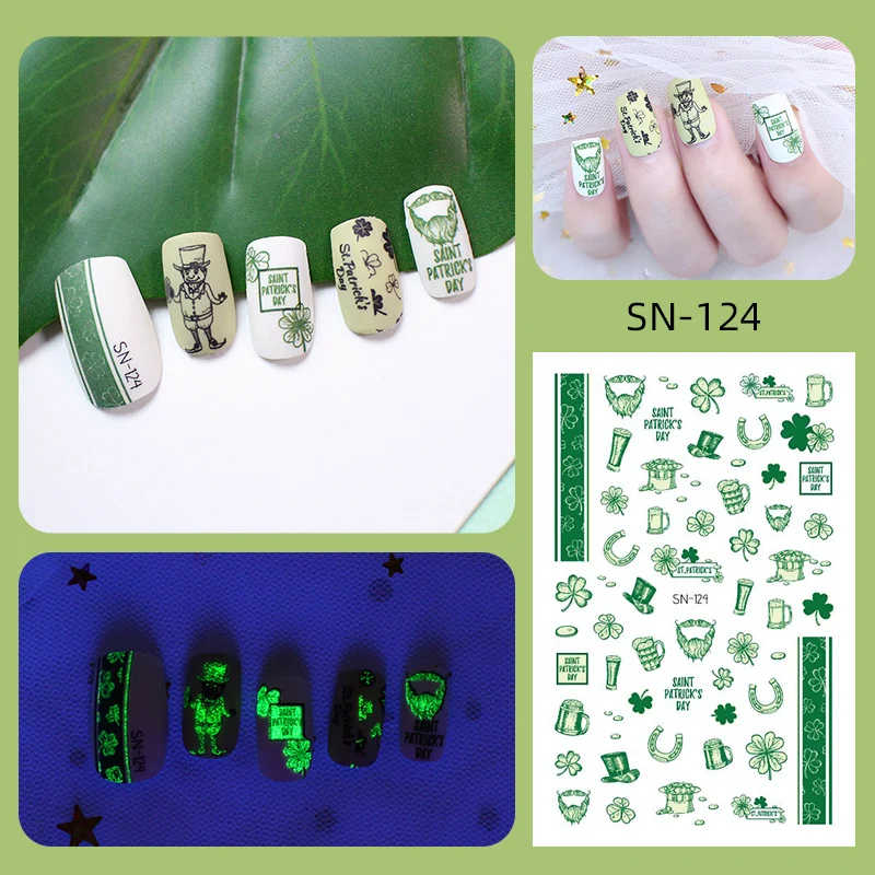 Autocollants et décalcomanies pour ongles, motif floral, arbre vert, saint kk, DIY, 1 pièce