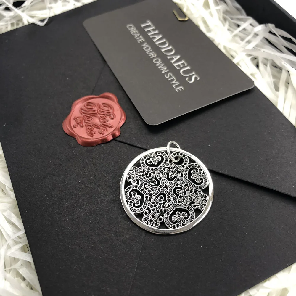 Anhänger Arabesque Disc Ornament Pave Brandneue Mode 925 Sterling Silber Vintage-Schmuck Europa Geschenk für Frauen – Detail 4