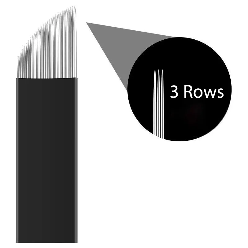 

3 Row 28Pins Shading Needles Dia 0.20MM Permanent Makeup Manual Eyebrow Tattoo Blades For Eyeliner Lip Microblading Three Row 28