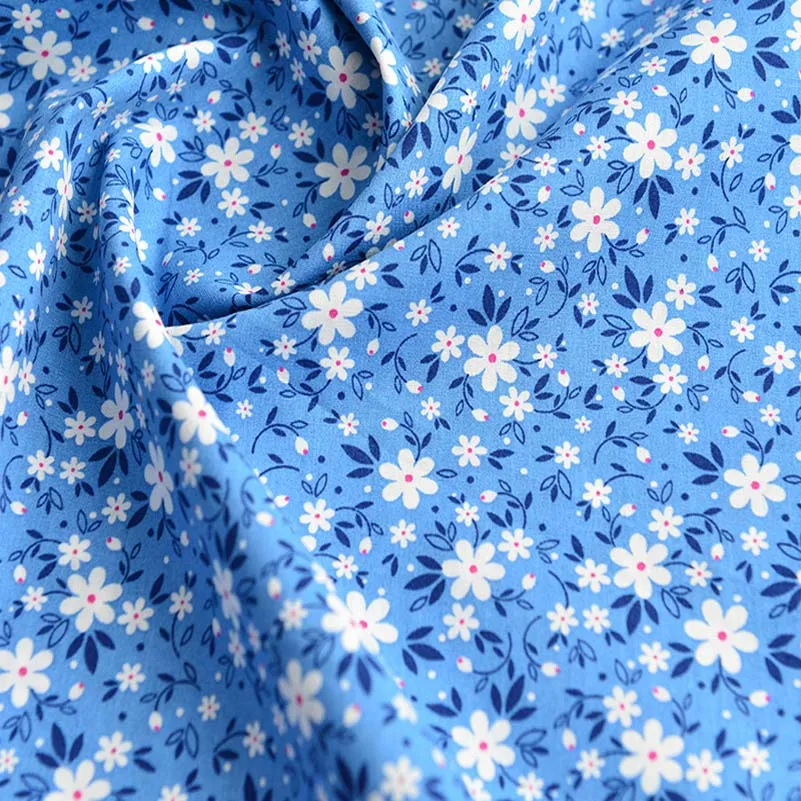 Vintage Small Floral Fabric Liberty Flowers Cotton Printed Poplin Fabric for Sewing Clothes DIY Handmade By The Meter