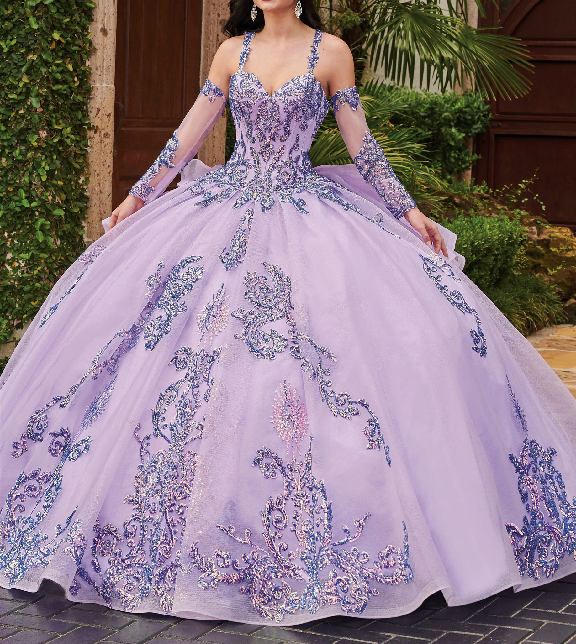 Vestido de princesa lila para quinceañera, tirantes finos, brillante, fiesta de cumpleaños, dulce, 16, con apliques de cuentas