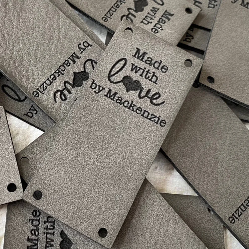 Custom Logo Text Labels PU Leather Hat Tags, Personalized Logo Labels Tags, Leather Tags for Knitting, Crochet Tags