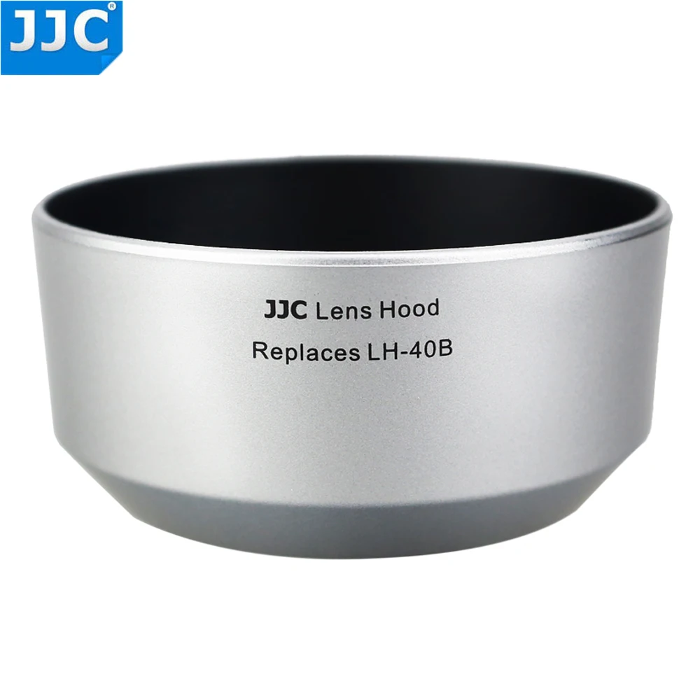 JJC LH-J40B Black Silver Pro Lens Hood Shade For Olympus M.ZUIKO DIGITAL 45mm 1:1.8 Lens Replaces Olympus LH-40B Lens Hood