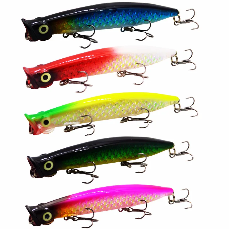 

Fishing Lure Popper 11cm/13g Long Range Cast Hard Bait 3 Hooks Artificial Lures Topwater Poper Lot 5 Pieces Sale