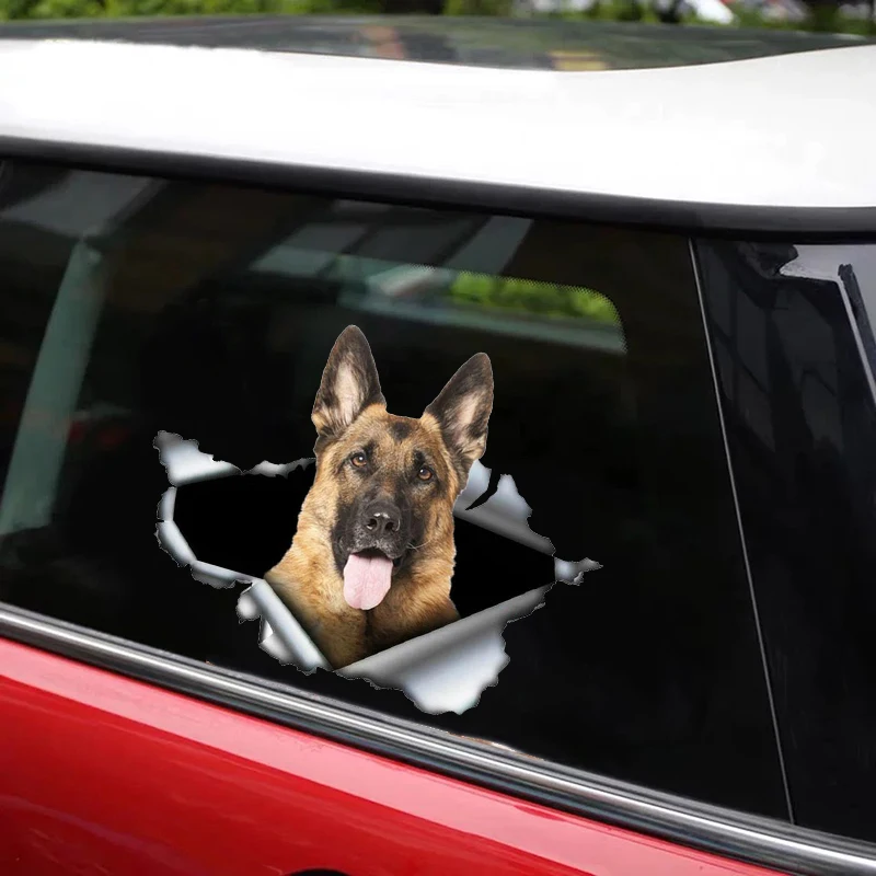 B0134 Self-adhesive 3D Decal Pet Dog German Shepherd Car Sticker Waterproof Auto Decors on Bumper Rear Window Trolly Case