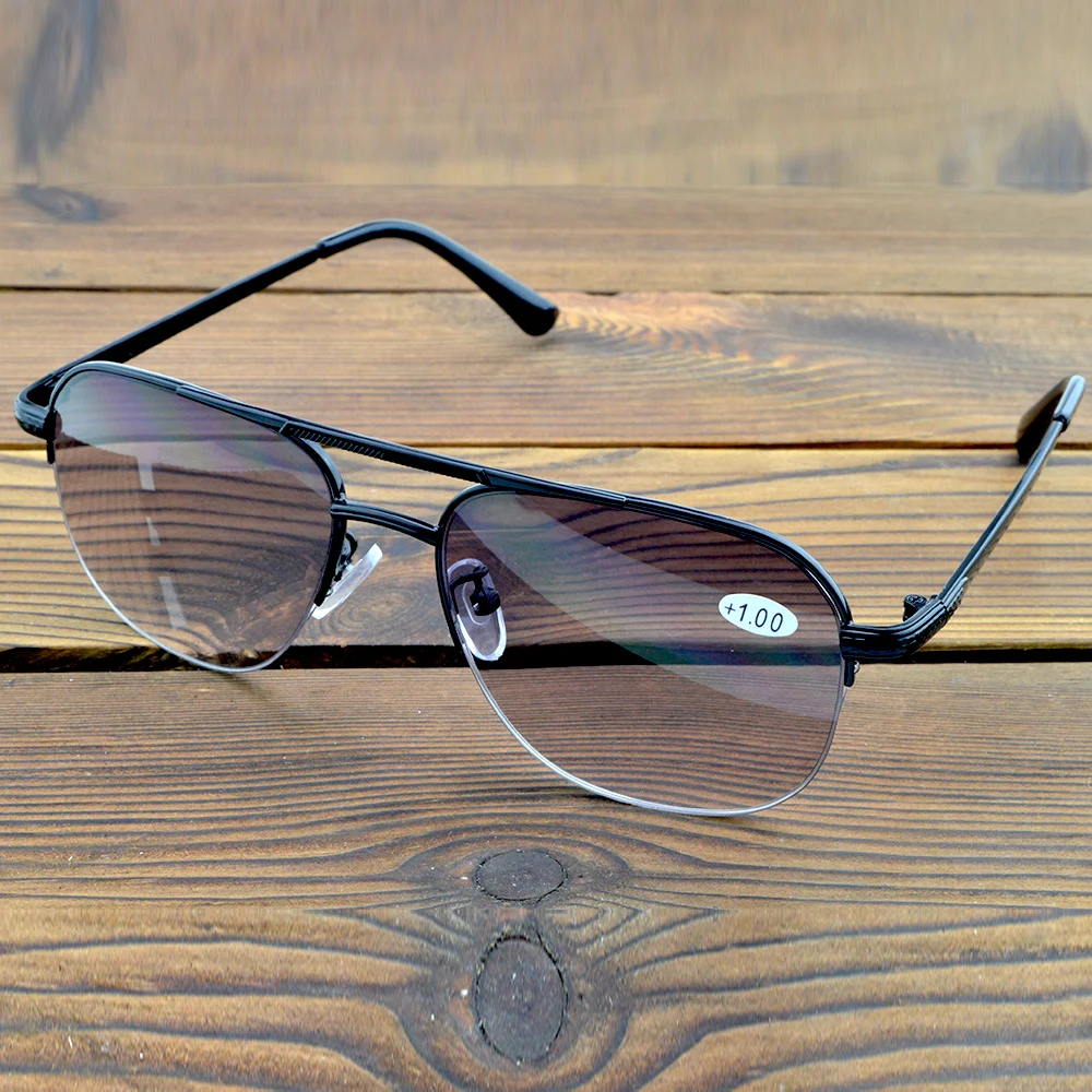 Oversized Gradient Gray Lens Anti-sunlight Indoor N Outdoor See Near N Far Progressive Multi-focus Reading Sunglasses +0.75 To+4