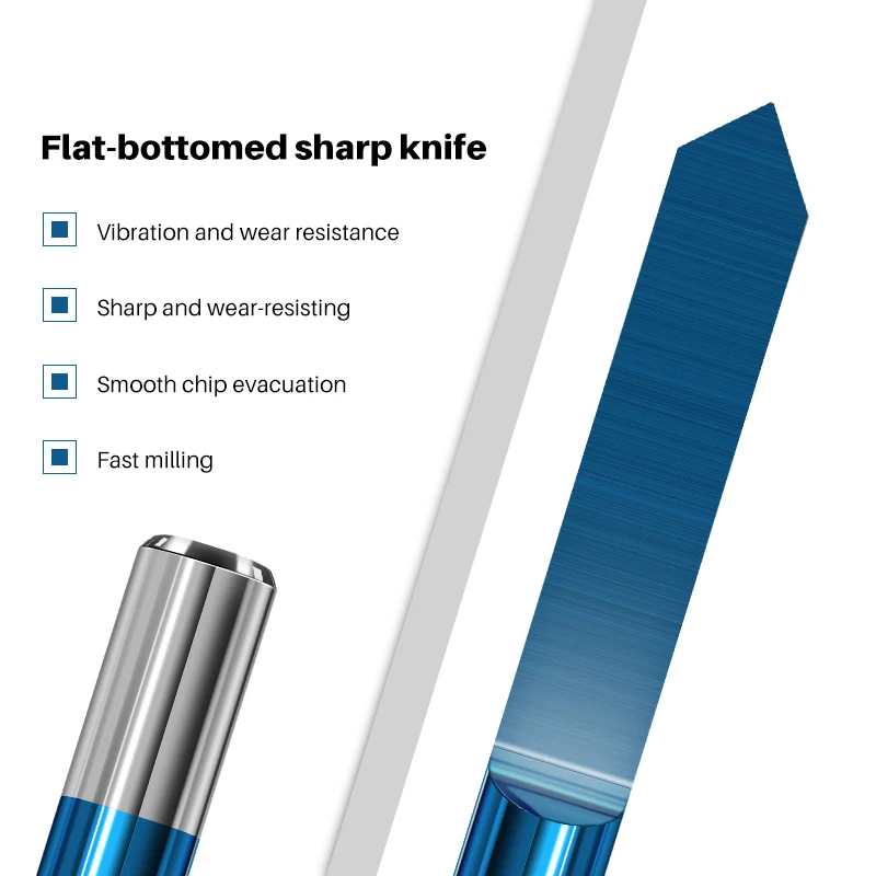 Broca de grabado PCB de 3.175mm, 0,1-0,5mm, en forma de V, cortador de fresado 3D, recubrimiento Nano azul, brocas de grabado de fondo plano, broca