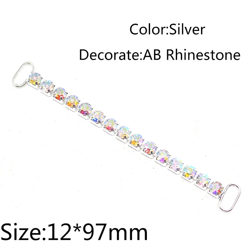 New 2pcs/lot 97mm Single Row AB Rhinestone Chain Connectors Crystal Swimming Wear Bikini Decoration Crafts Diy Accessories