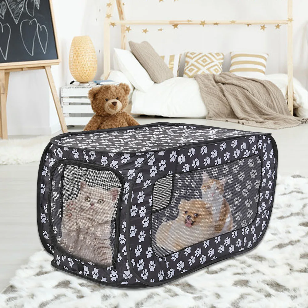 Zomer Ademend Huisdier Tent Hek Opvouwbare Kat Hond Reizen Kooi Puppy Huisdier Kooi Kennel Honden Huis Rechthoekige Voetafdrukken 87cm