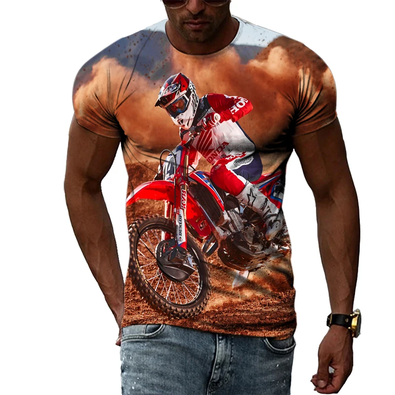 New 3D Men Fashion Motocross graphic t shirts Summer Casual Print short sleeve t-shirts Cool Locomotive Pattern T-shirts Tops