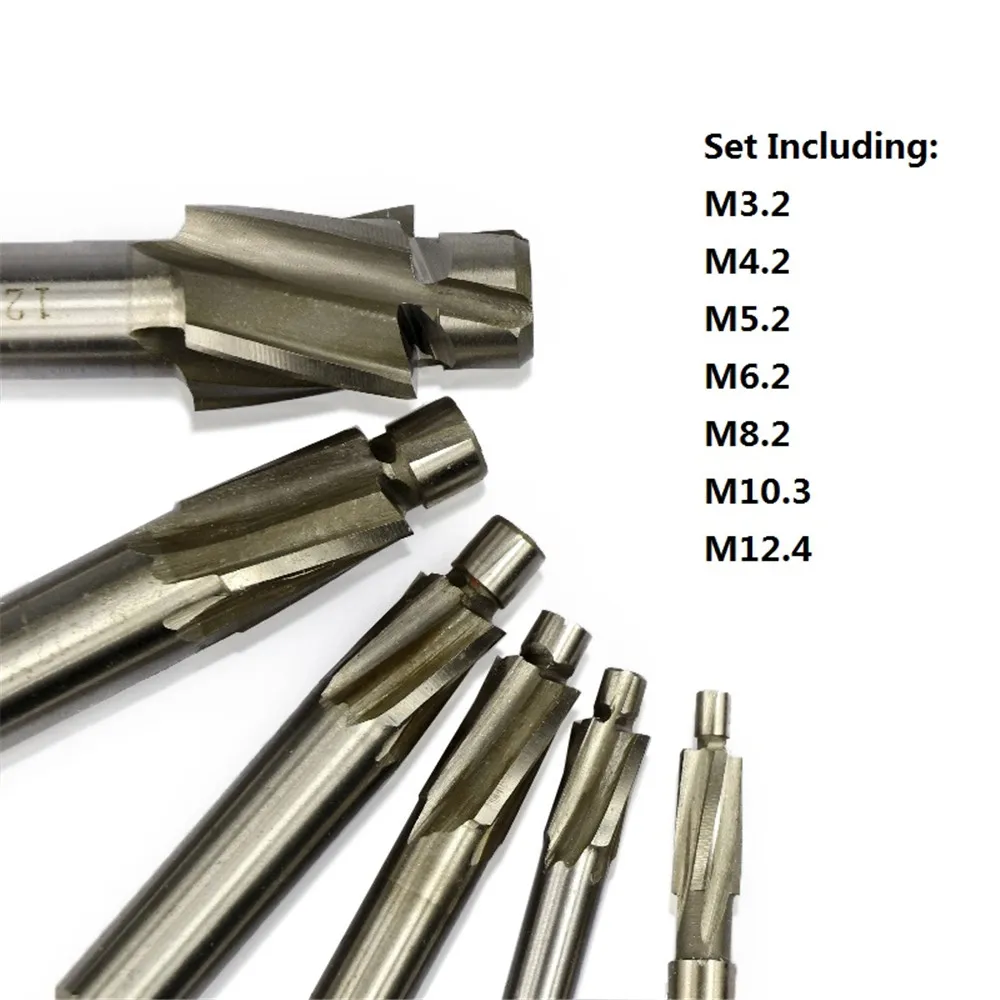 

7pcs hss counterbore end mill M3.2-M12.4 pilot slotting tool bench