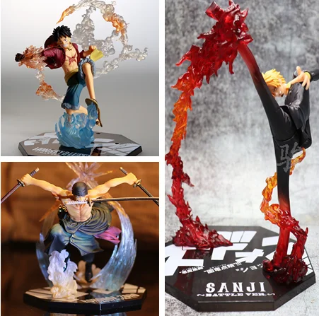 FigureCrazy One Piece Figure Zoro 3D2Y Three-knife Ghost Cut Sanji Diable Jambe Battle Luffy Ver. PVC Action Figure Collection