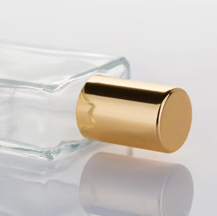 240pcs 15ml Square Clear Glass Roll On Bottle With Gold Cap Stainless Steel Roller For Essential Oil Perfume SN241