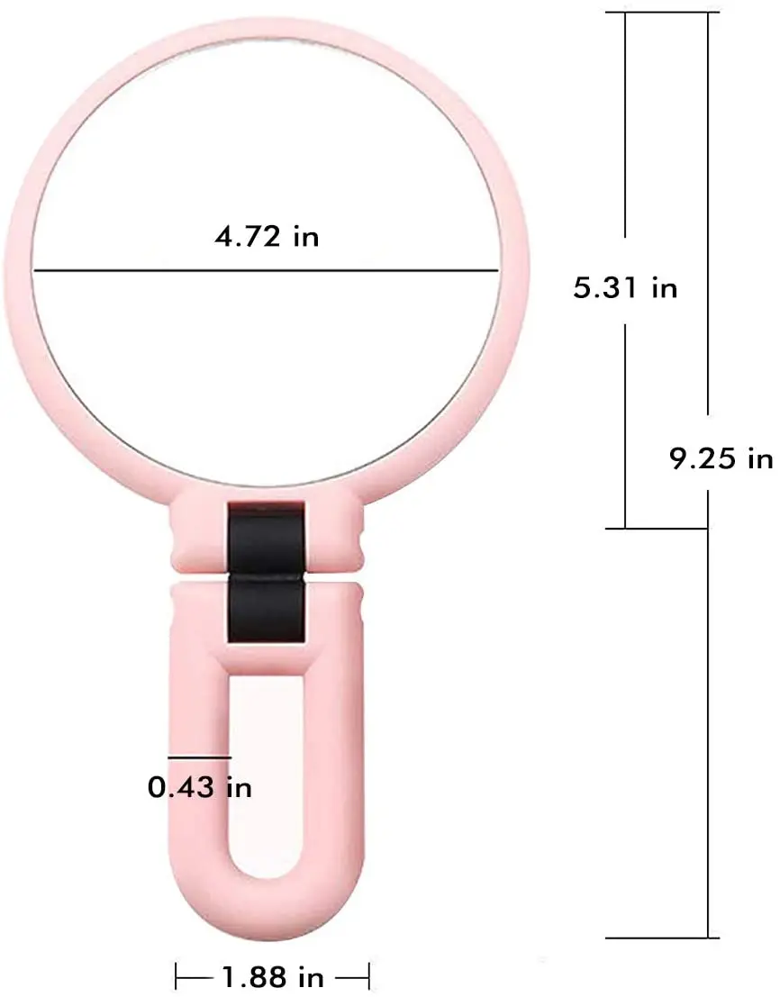2/5/10x Vergrößerungs Handheld Spiegel, Reise Folding Hand Spiegel, doppelseitige Sockel Make-Up Spiegel mit 1/10x Vergrößerung – Detail 6