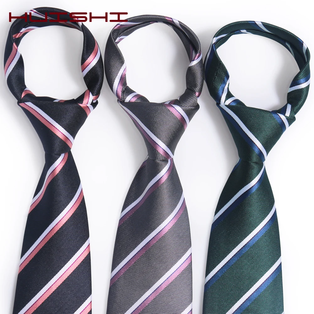 

HUISHI Stripe Neck Tie Men's Stripe 8cm Jacquard Pink Blue Necktie Accessories Daily Wear Cravat Wedding Party Gift For Man