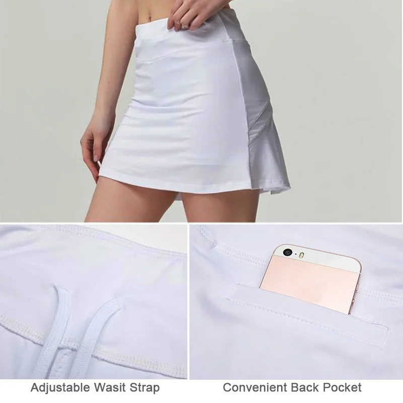 S-XXXL Women Tennis Skirts Badminton Golf Pleated Skirt High Waist Fitness Shorts with Phone Pocket Girl Athletic Sport Skorts