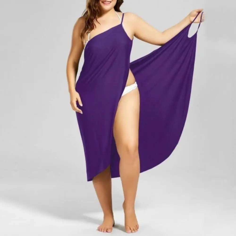 2023 Plus Size Summer Beach Sexy Women\'s Pure Color Sling Wrap Skirt Bikini Cover Up Skirt Apron Beach Dress