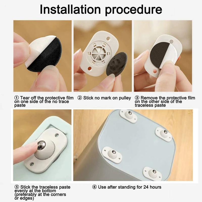 20 Pcs Selbstklebende Swivel Caster Edelstahl Mini Paste Universal Rad Universal Rad 360 Grad Rotation Pulley