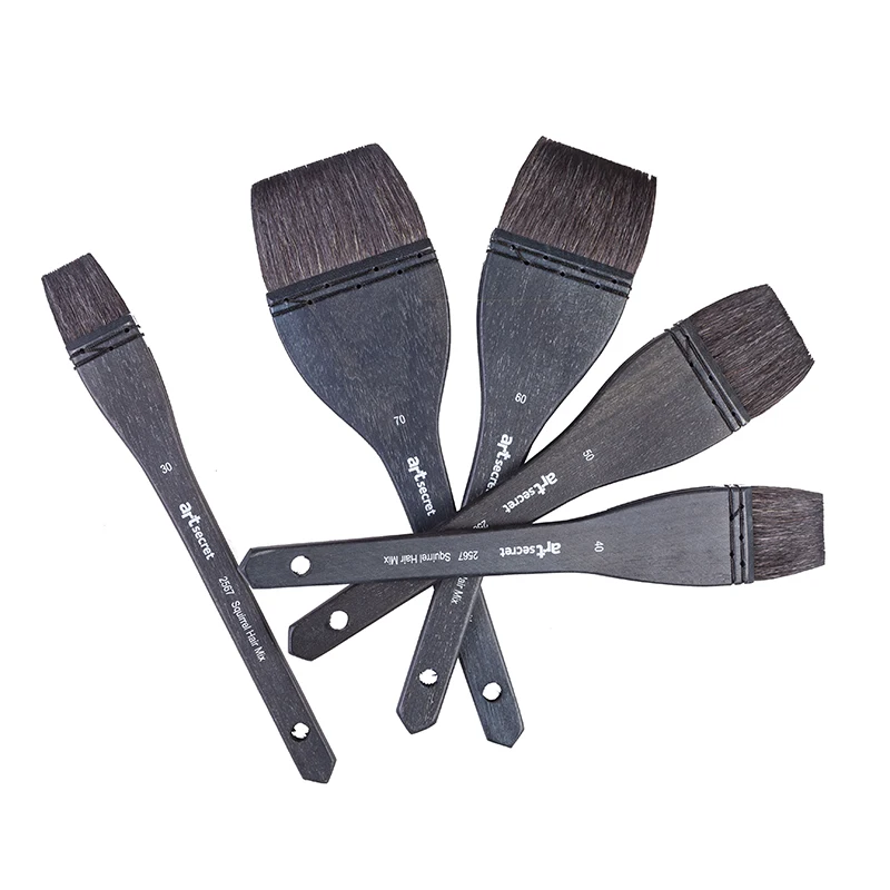ArtSecret 1 STÜCK 2567 Hochwertige Mischung aus Eichhörnchenhaar mit Holzgriff, Aquarellfarbe, großer schwarzer Pinsel, Künstler, Kunstbedarf, Werkzeuge – Detail 6