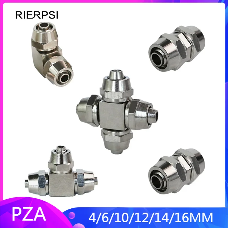 PV PE PM PZA Copper Plated Nickel Pneumatic Air Quick Connector For Hose Tube OD 4/6/10/12/14/16MM Fast Joint Connection