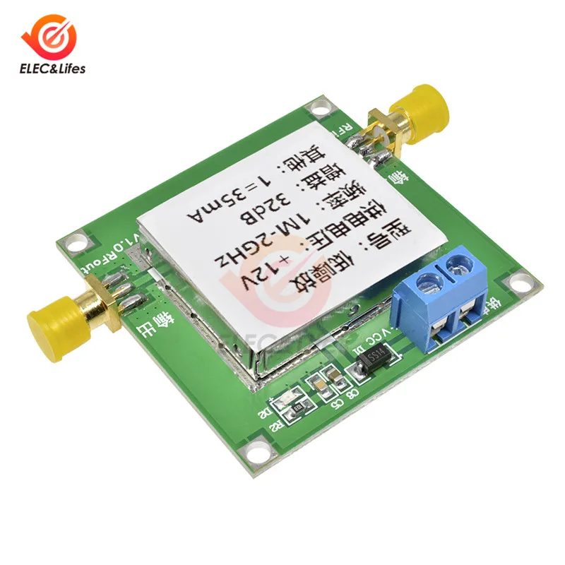 12V 1-3000MHz 2.4GHz 20dB/0.01-2000MHz 2Ghz 32dB/0.1-2GHz 64dB LNA RF Broadband Low Noise Amplifier Module UHF HF VHF