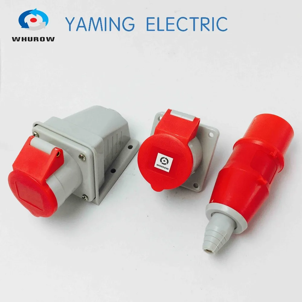 3 Pins Plug And Socket 16Amp 2P+E Splash Proof Cable Protected Industrial Connector Male And Female