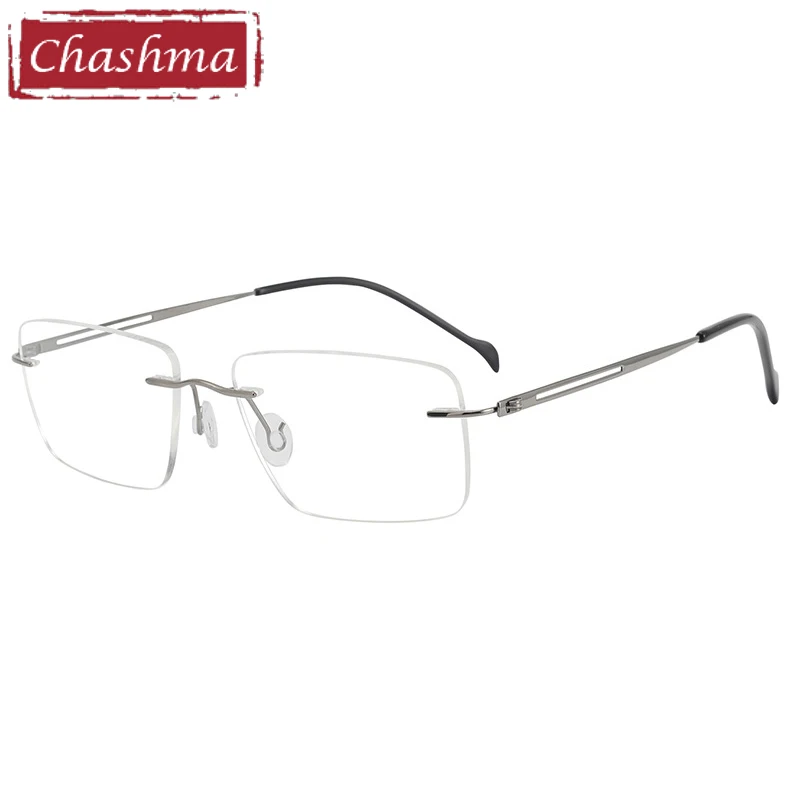 Chashma Rimless Pure Titanium Frame Light Eyewear Men Quality Prescription Optical Glasses Spectacles Anti Blue Ray Lenses