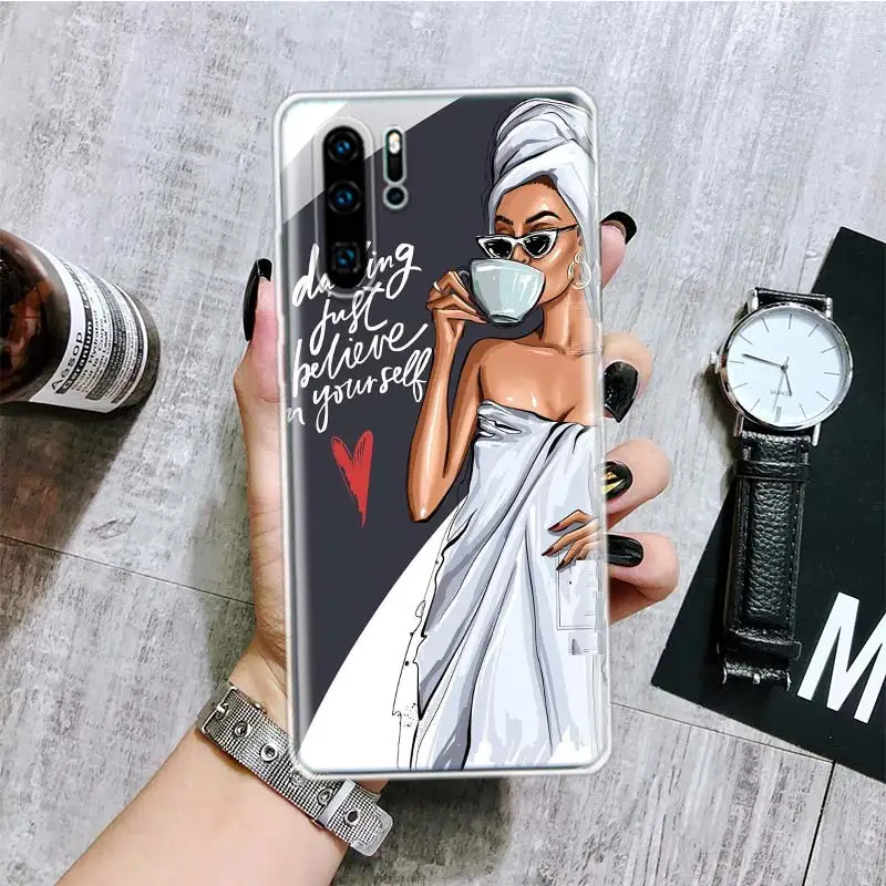 Princess Female Boss Coffee Phone Case For Huawei Honor 10 9 20 9X 8A 8X 8S Lite Pro Y5 Y6 Y7 Y9S P Smart Z 2019 2021 10i 20i