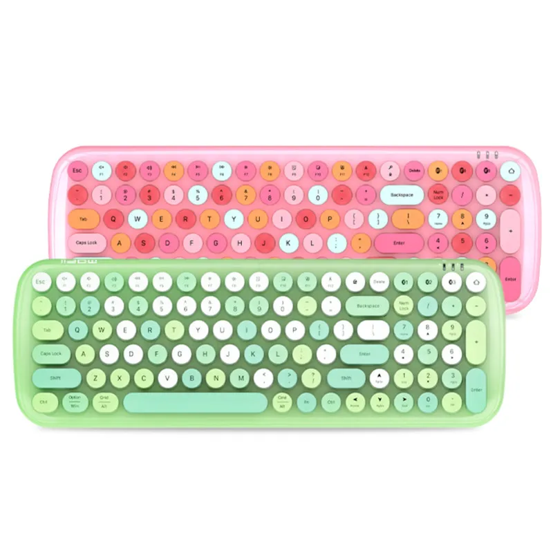 Bluetooth Keyboard with Colorful Retro Gorgeous Keycaps Wireless Bluetooth Keyboard for PC Computer Notebook Laptop Game