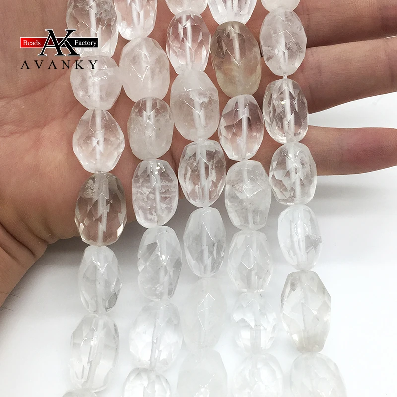 High Quality Natural Whith Crystal Handmade Irregular Faceted Loose For Jewelry Making DIY Necklace Bracelet 15''13x18mm
