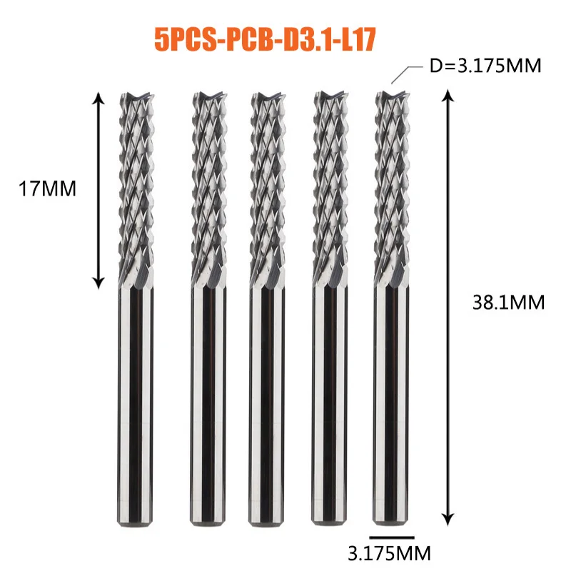 5PCS/LOT Solid Carbide Corn End mill Milling Cutter Bits D3.1 4.0 6.0 8.0 PCB End Mill CNC Cutting Milling Tools