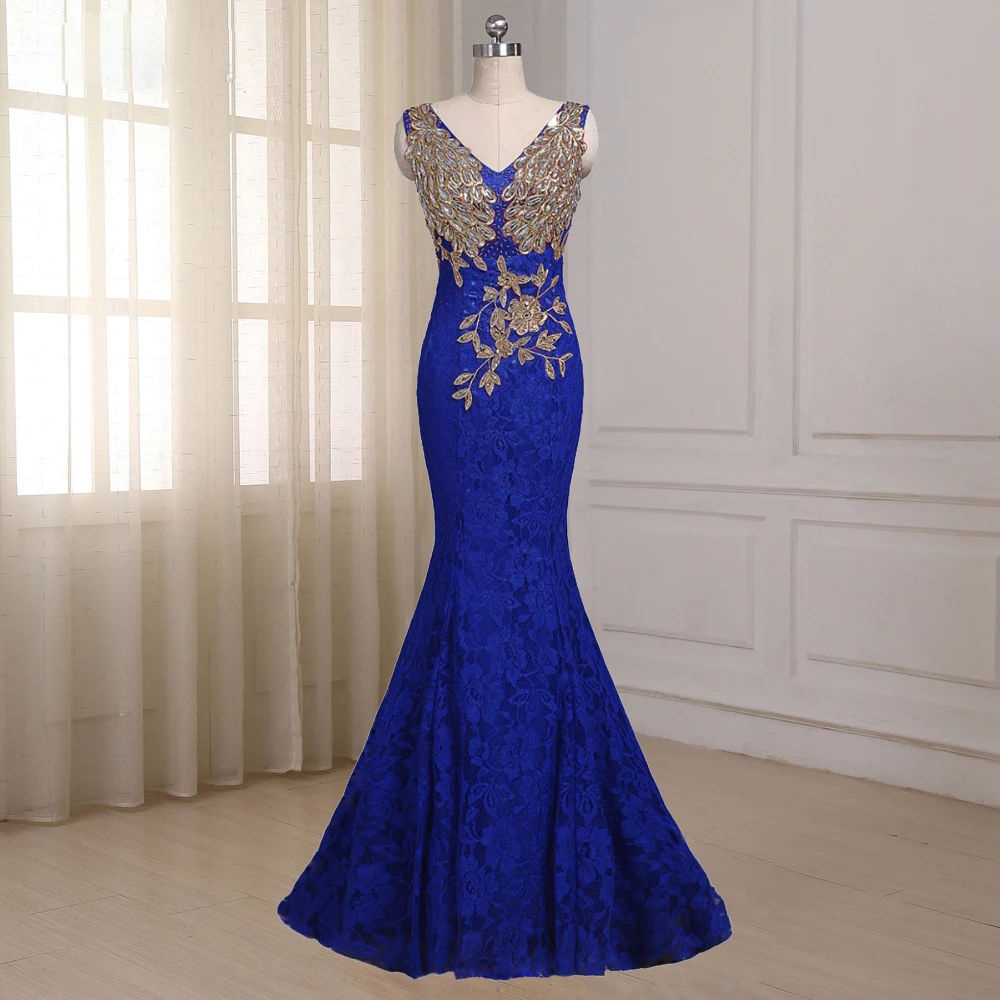 Jiayigong Royal Blue Mermaid Avondjurk Cap Sleeve Floor Lengte Custom Lange Formele Partij Prom Jurken Robe De Soiree