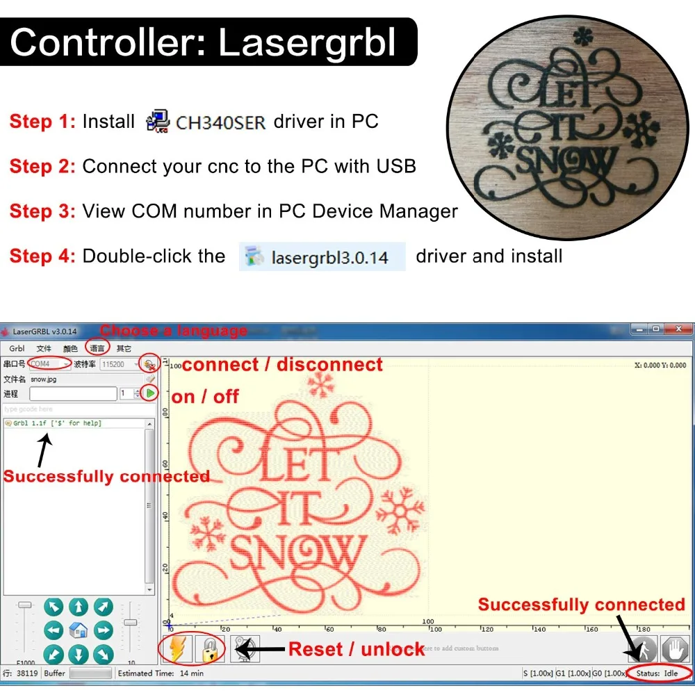 GRBL 1.1 USB Port CNC Engraving Machine Control Board 3-Axis Integrated Driver, Offline Controller For 2418,3018 Laser Machine