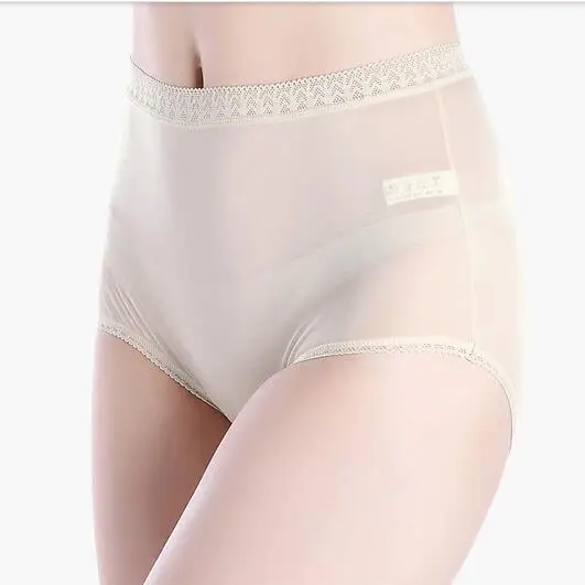 

Silk Panties Women Underwear High Waist Slip Transparent Briefs Summer Thin