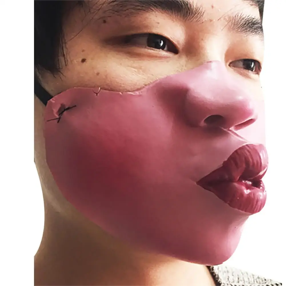 Funny Face Mask Adult Party Halloween Creepy Scary Latex Half Face Mask Cosplay Costume Prop