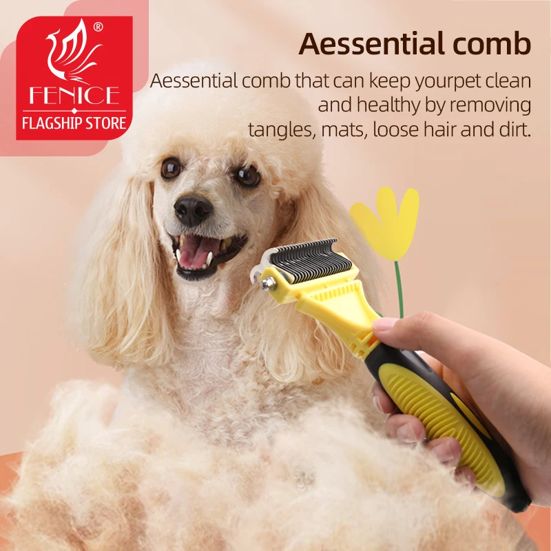 Fenice 2 Sided PetFur Knot Comb Dog Grooming Shedding Tools Pet Cat Hair Removal Comb Brush Double sided Pet Products Suppliers