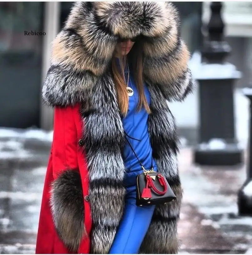 Winter Women fleece inside parkas  thick warm mid-Long Hooded parkas Jackets fur inside female slim padding parkas
