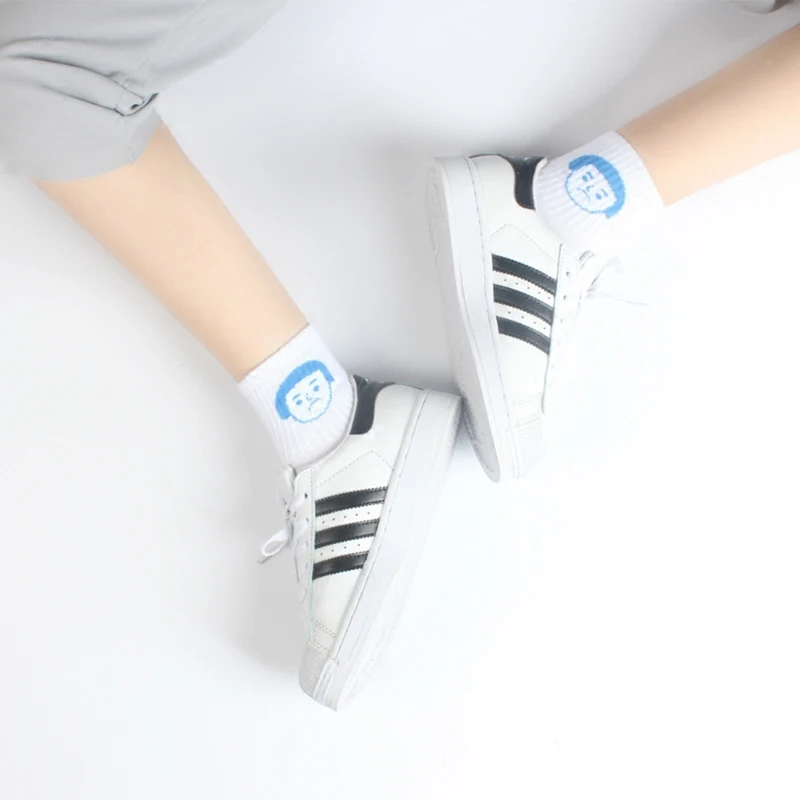 Harajuku śliczne wzorzyste skarpetki kobiety Cartoon list bawełna fajne szorty skarpetki Hipster deskorolka kostki śmieszne skarpetki kobiece Sox — zdjęcie 3
