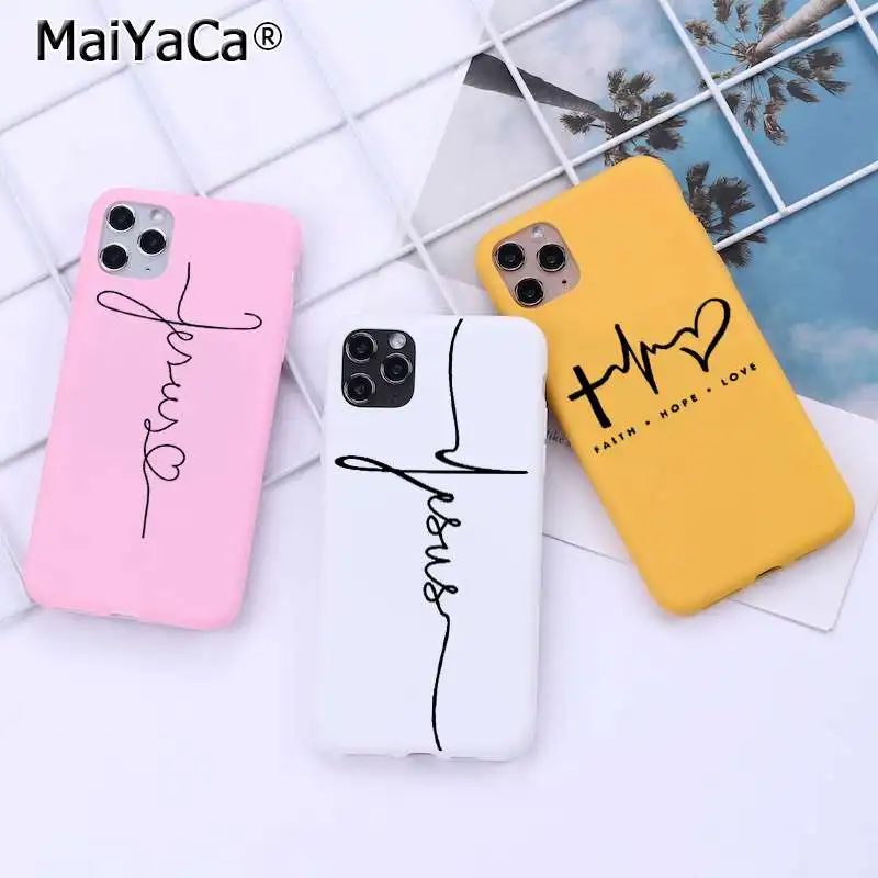 MaiYaCa Faith Christian Religious Jesus text art Soft Silicone phone Case for iphone 13 11 12 mini Pro Max XS XR 8 7 6 6s Plus