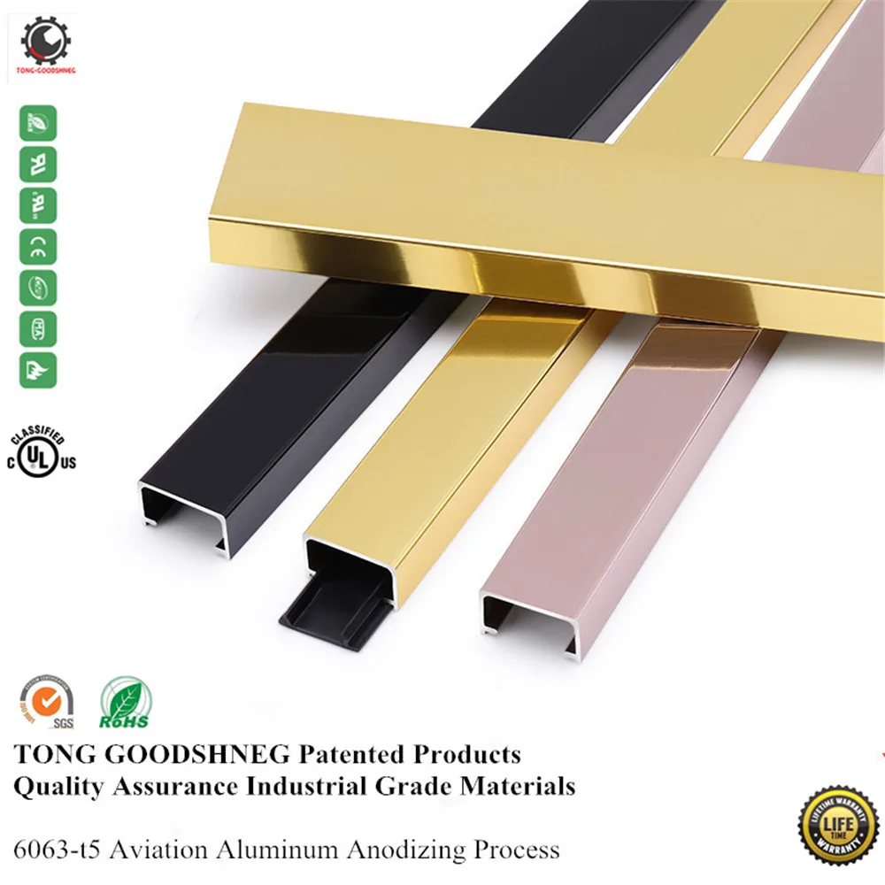 Aluminum Alloy U-Shaped Groove Strip Ceiling Buckle Edge Banding, Background Wall Decoration Strip,Stainless Steel Edge Strip