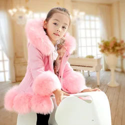 Fashion Baby Winter Warm Fur Coats For Girls Long Sleeve Hooded Thick Girls Jacket For Christmas Party Kids Fur Outwear Clothing