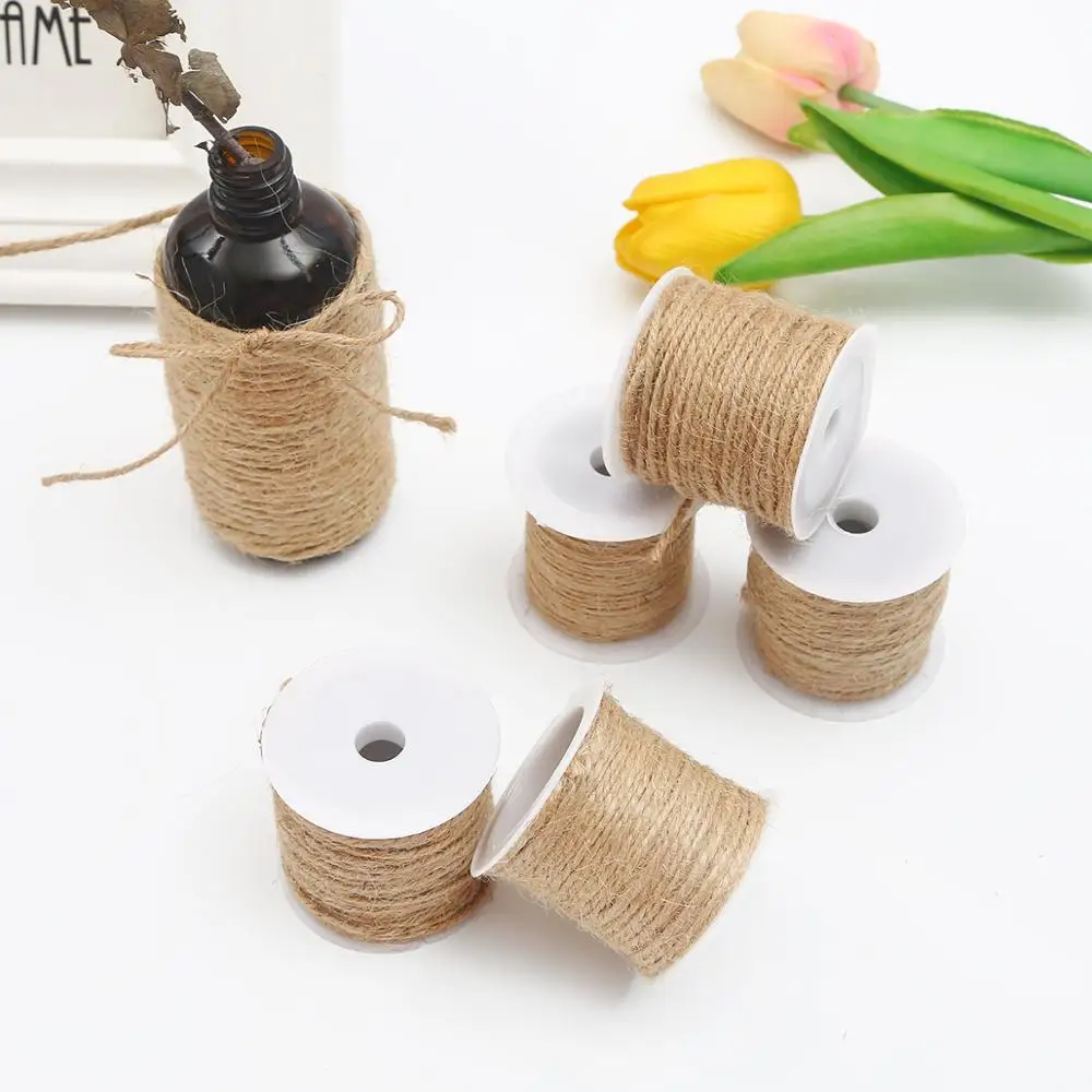 

5-15M/Roll Natural Jute Twine Burlap String Hemp Line Cords Handmade Hemp Rope Tie Burlap Twine Rope String DIY Craft Decoration