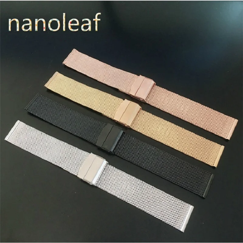 

Suitable for Appple12/14/16/18/20/22/40mmIP Electroplated Stainless Steel Strap Straight end Bracelet Mesh Buckle Strap 4 Colors