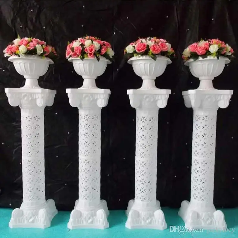 

European Style 98 cm Height White Upscale Plastic Hollow Roman Column Wedding Welcome Area Decoration Photo Booth Props Supplies